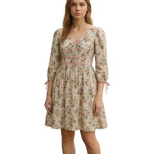 The Stock Place Floral Midi Prairie Dress Pink Size XL Cottagecore Boho Fairy